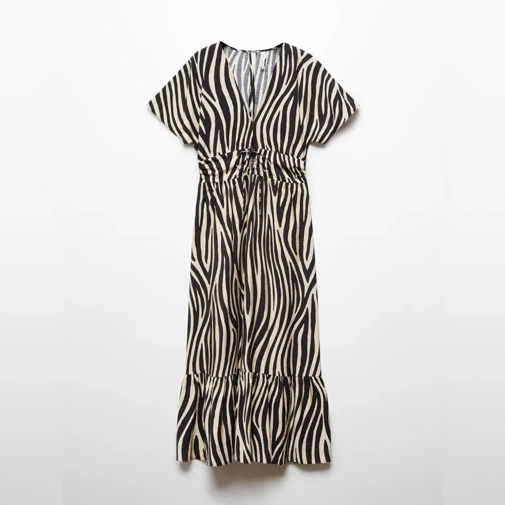 Mango Zebra printed cut out detail dress NWT